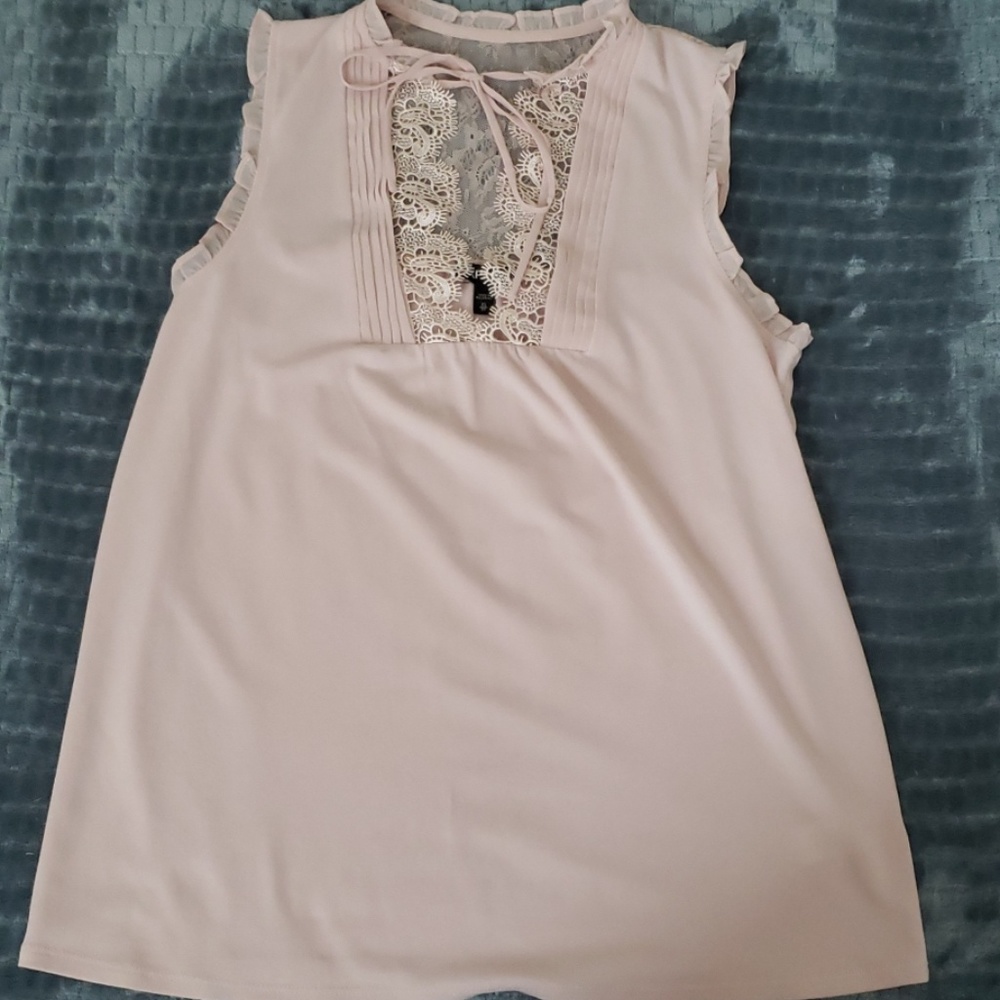 Blush pink lace detail top from Express
